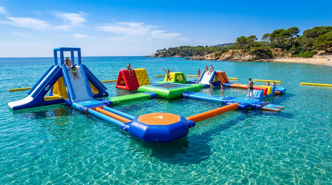 Parco acquatico gonfiabile galleggiante per bambini — Angeli, Spiaggia Liscia Ruja